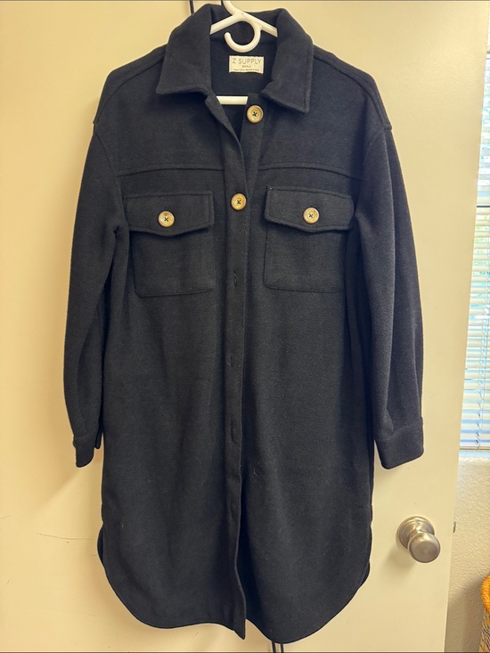 Z Supply Jackets & Blazers - Z Supply Black Long Trench Coat with Buttoned Chest Pockets